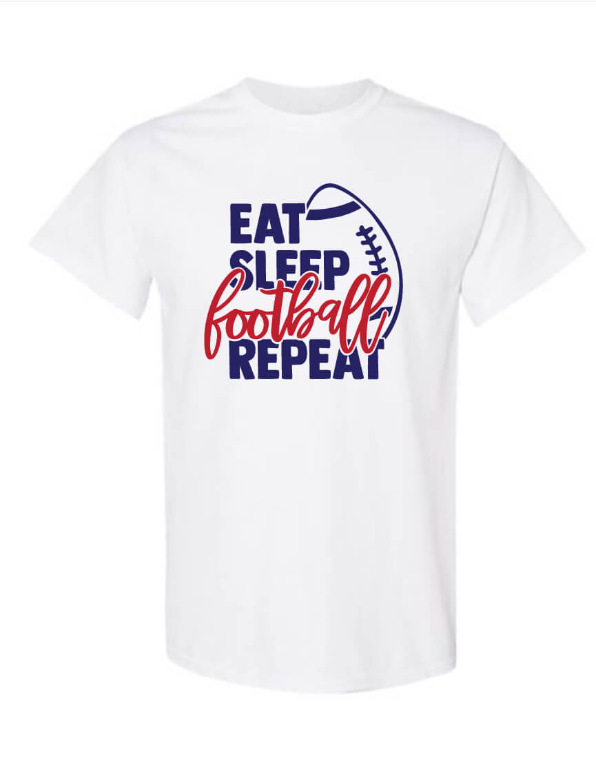 Eat Sleep Football Repeat TShirt white