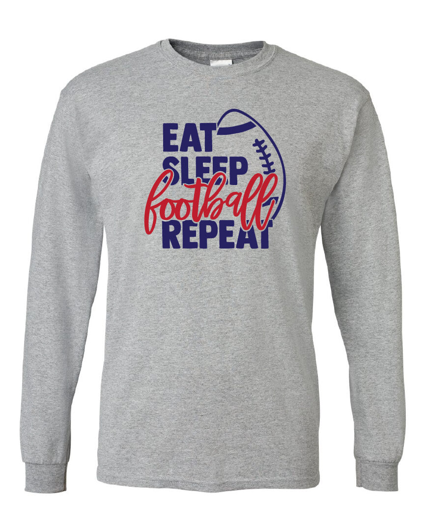 Eat Sleep Football Repeat Shirt gray