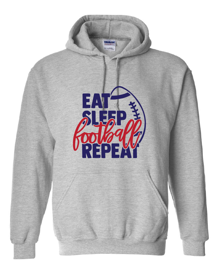 Eat Sleep Football Repeat Hoodie gray