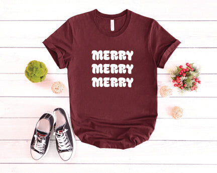 Merry, Merry, Merry T-shirt maroon