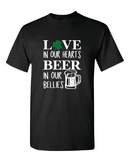 Love In Our Hearts Beer In Our Bellies T-Shirt black