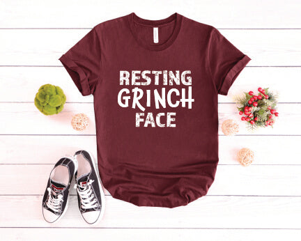 Resting Grinch Face T-Shirt maroon
