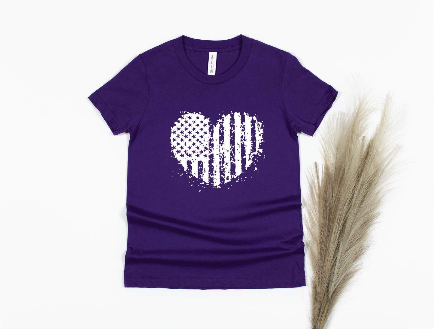 American Flag Heart Shaped Shirt - purple