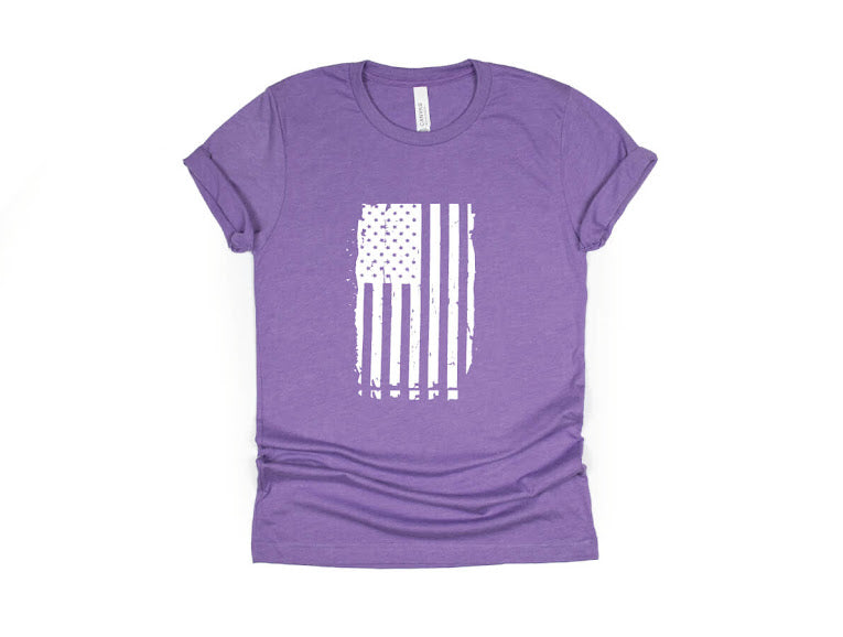 Distressed American Flag Shirt - purple