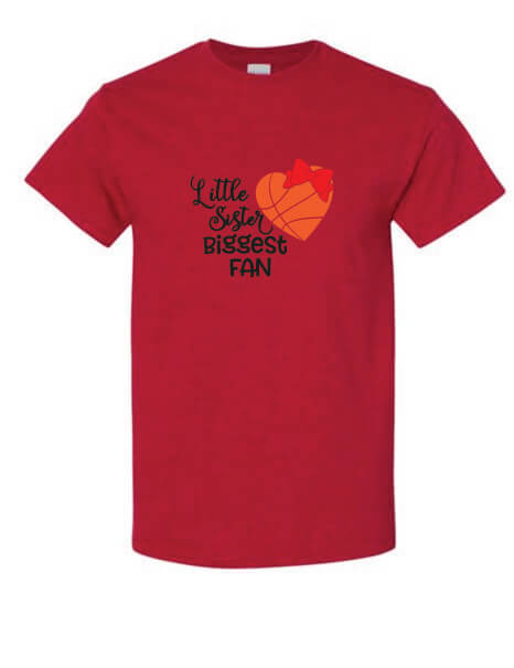 Little Sister Biggest Fan (Youth) T-Shirt red