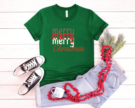 Merry, Merry, Merry Christmas T-Shirt green