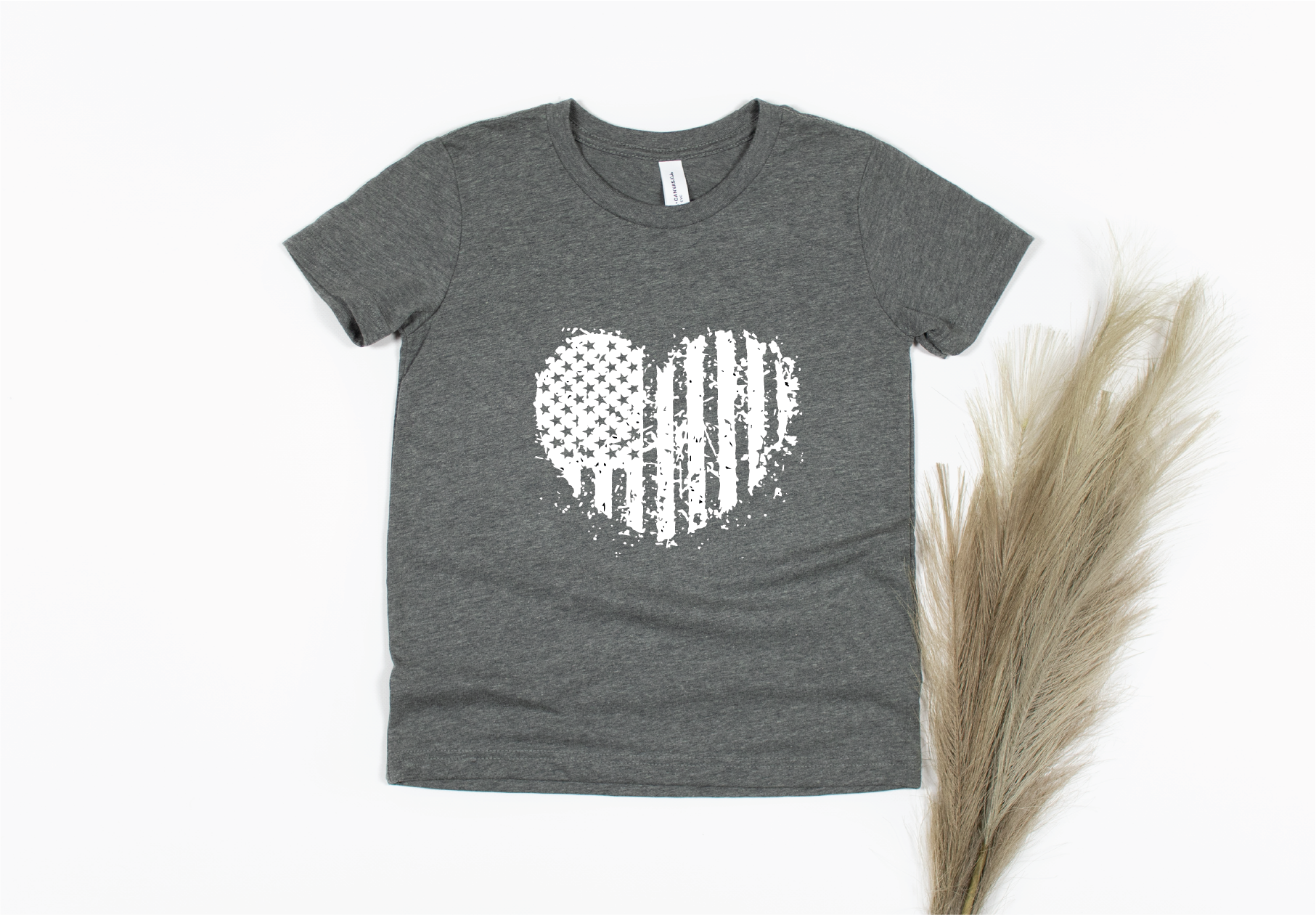 American Flag Heart Shaped Shirt - gray