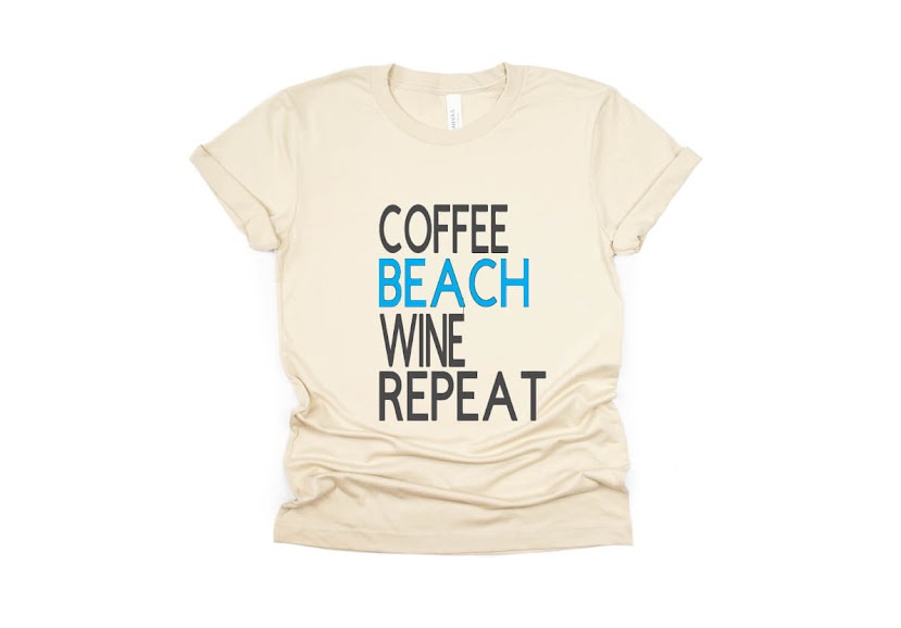 Coffee Beach Wine Repeat Shirt - cream
