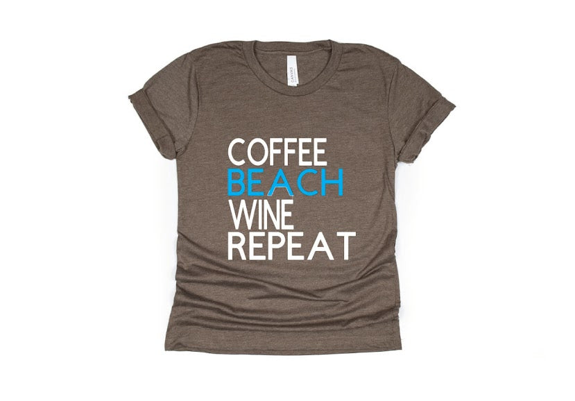 Coffee Beach Wine Repeat Shirt - brown