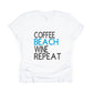 Coffee Beach Wine Repeat Shirt - white