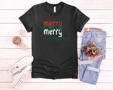 Merry, Merry, Merry Christmas T-Shirt black