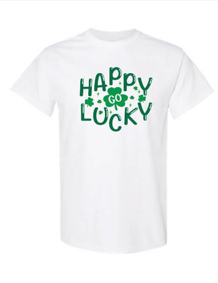 Happy Go Lucky white t-shirt