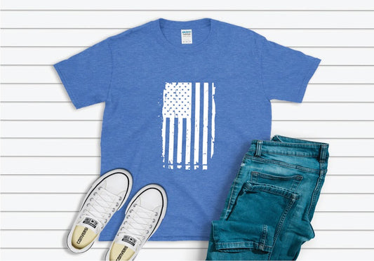 Distressed American Flag Shirt - blue