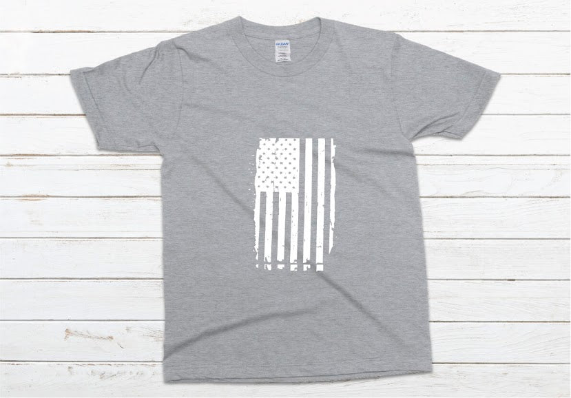 Distressed American Flag Shirt - gray