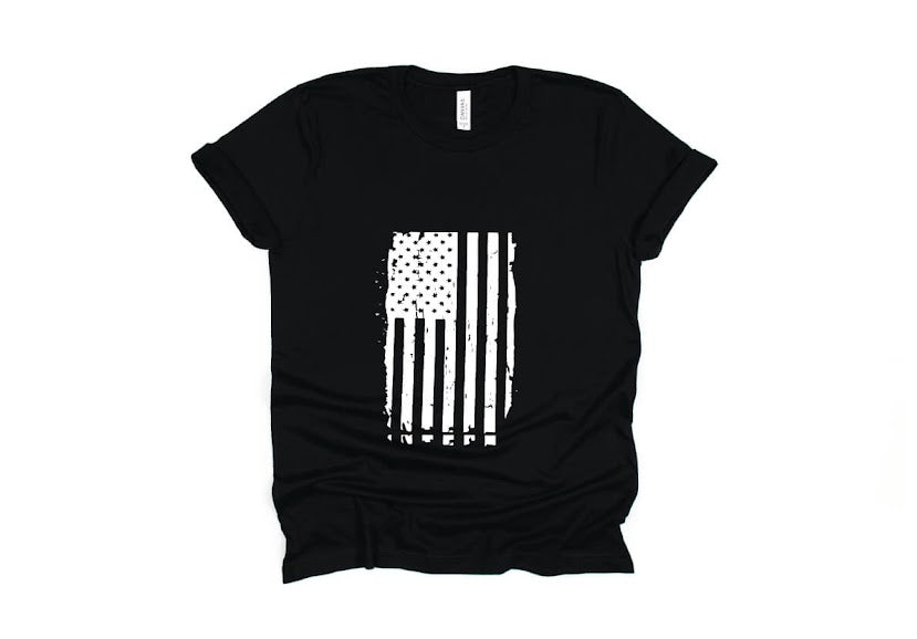 Distressed American Flag Shirt - black