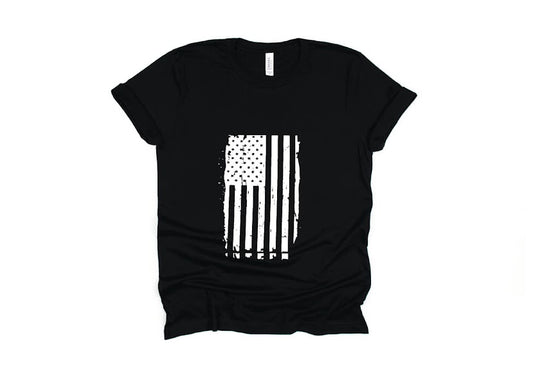 Distressed American Flag Youth Shirt - black