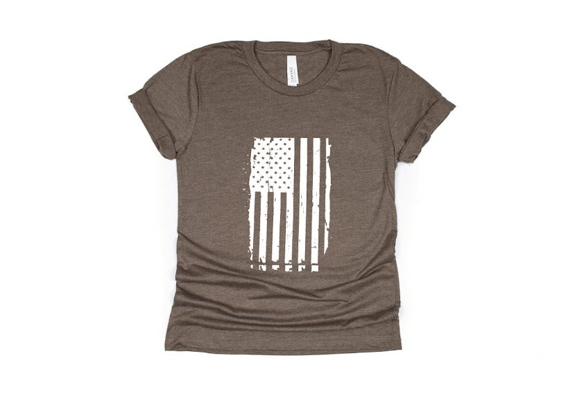 Distressed American Flag Shirt - brown