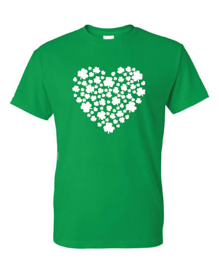 Shamrock Filled Heart T-Shirt green