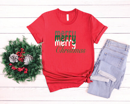 Merry, Merry, Merry Christmas T-Shirt red