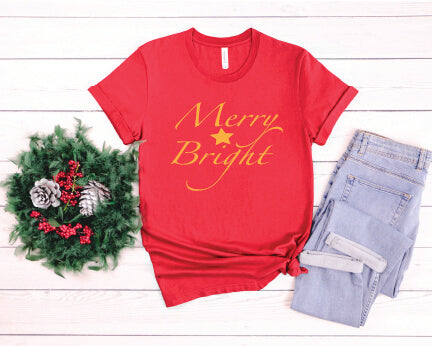 Merry & Bright Star T-Shirt red