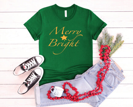 Merry & Bright Star T-Shirt green