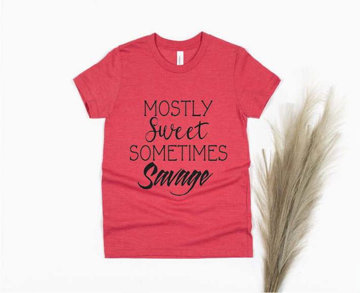 Mostly Sweet Sometimes Savage Shirt - red