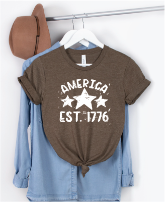 America EST 1776 shirt - brown