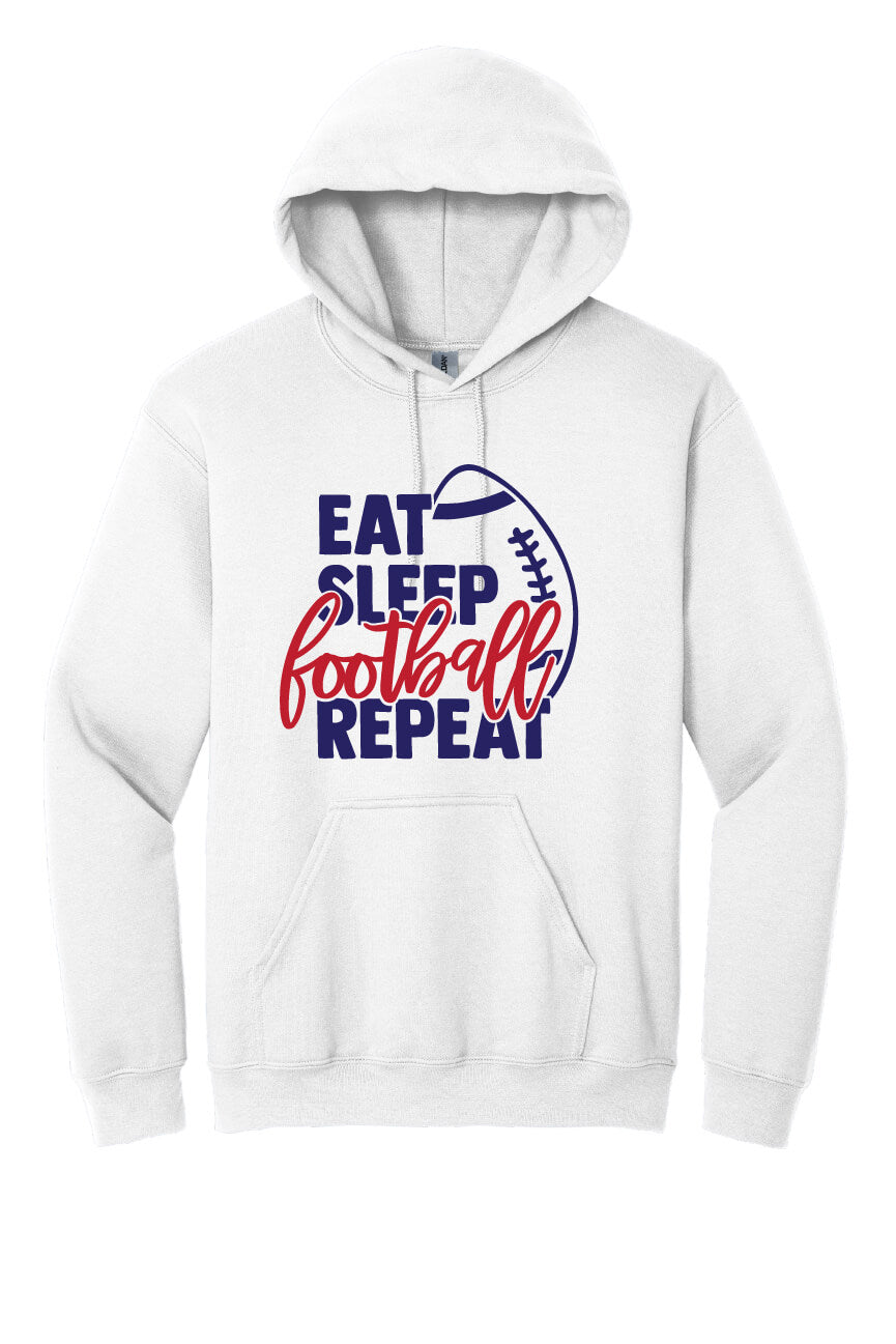 Eat Sleep Football Repeat Hoodie white