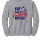 Eat Sleep Football Repeat Sweatshirt gray