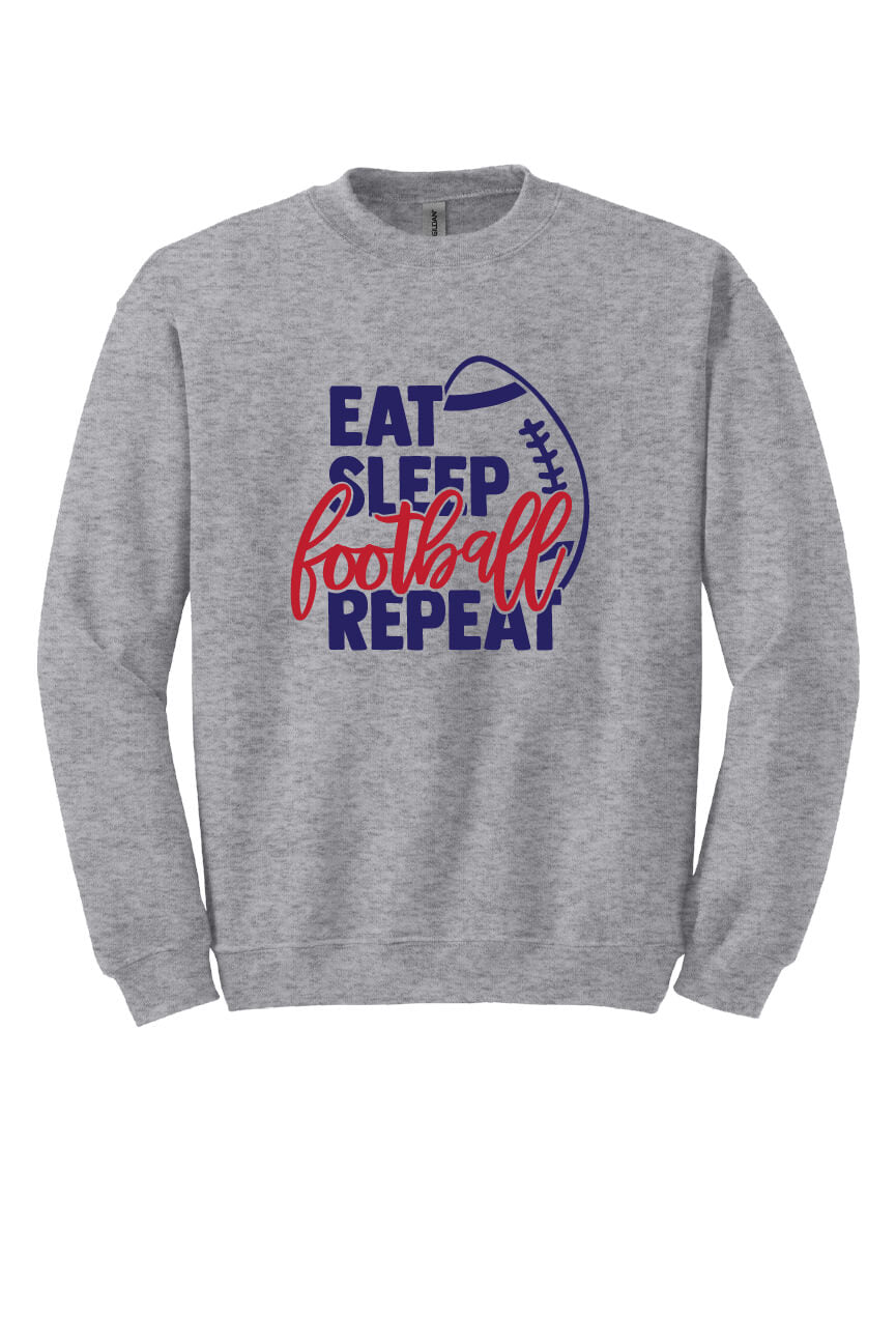 Eat Sleep Football Repeat Sweatshirt gray